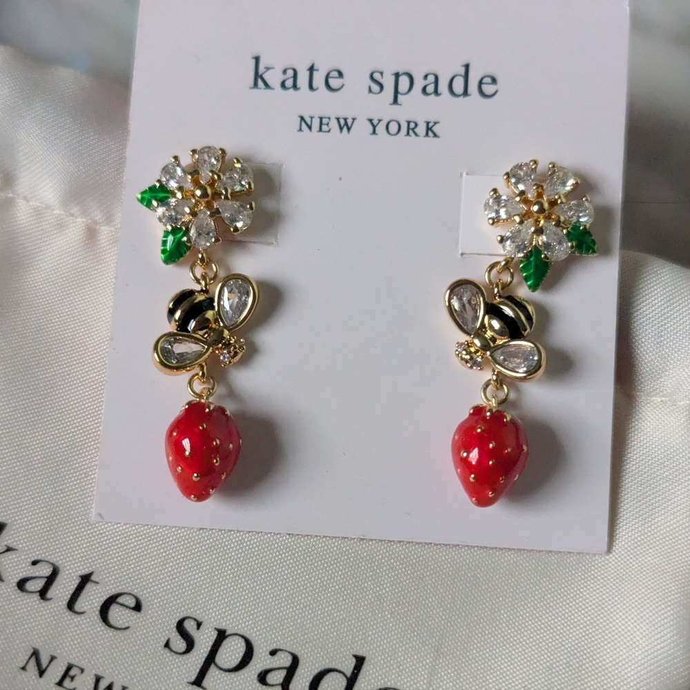 NWT Kate Spade Strawberry Fields Statement Earrings -retail $129